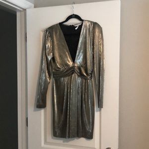 BCBG low cut metallic cocktail dress